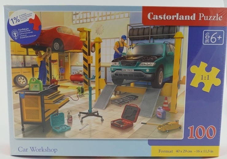 Car Workschop Puzzle 100 elementów. Warsztat samochodowy.